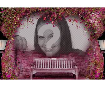 photomontage rose pour mettre votre photo sur un banc