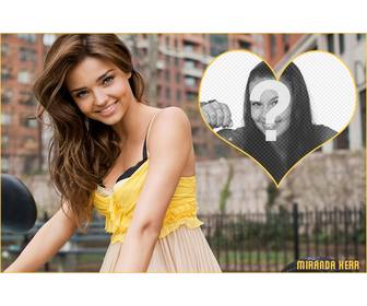 placez votre photo cote du modele miranda kerr sous forme dun cœur