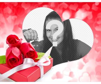 photomontage lamour avec une boite chocolats avec des roses