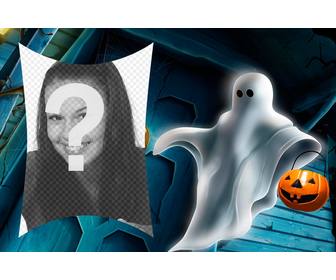 cadre photo halloween avec un fantome