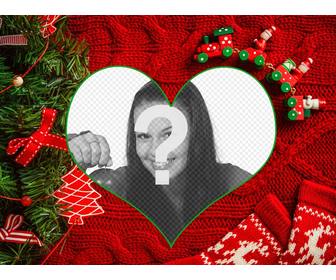 collage avec votre image forme coeur avec un fond noel