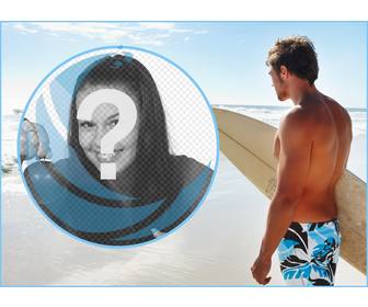 collage avec votre photo et un surfeur sur plage