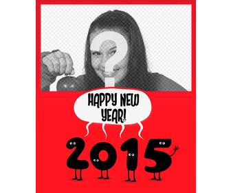 rouge 2015 nouvel an carte voeux avec votre photo