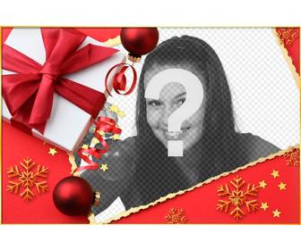 carte noel avec un cadeau et une cravate pour mettre votre image