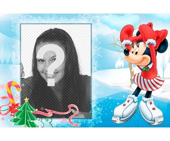 carte postale noel avec votre enfant photo et minnie