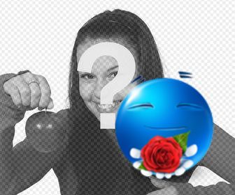 bleu emoticone offrant une rose mettre dans vos photos