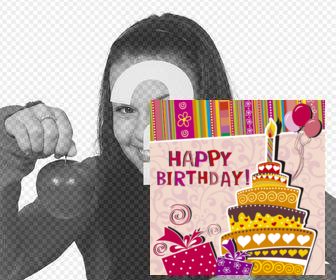 autocollant pour feliciter un anniversaire avec limage dun gateau un parti vous pouvez integrer dans vos photos avec le texte joyeux anniversaire un gateau avec une bougie et ornements dessine anniversaire