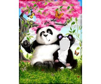 costume panda vous pouvez modifier ligne et montage gratuit photo