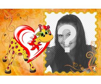 giraffe photo frame dans lquotamour lquotinterieur dquotun coeur mettez votre photo dans le cadre