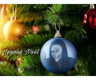 noel effet photo dune boule bleue mettre votre photo