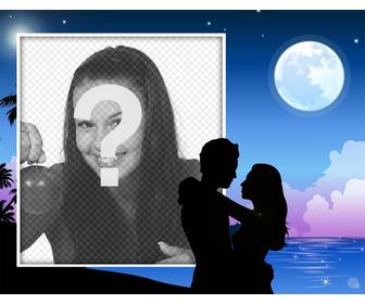 couple romantique au clair lune ou vous pouvez mettre effet photo gratuit votre photo lamour editer avec votre image et avec un couple et une pleine lune effet parfait pour exprimer votre amour profond dans vos reseaux sociaux