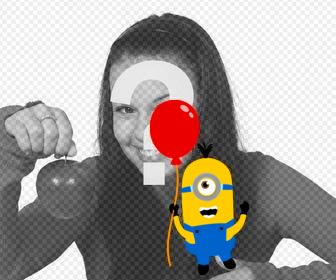 minion avec un ballon rouge mettre sur vos photos