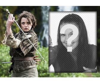 effet photo pour les admirateurs ledit arya stark avec votre photo cet effet avec le caractere arya stark game of thrones avec son epee effet rendre tres rapide et gratuit et parfait pour les fans cette serie tv