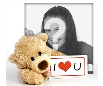 nounours avec un signe qui dit i love u