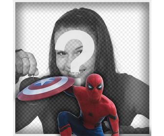 spider-man avec le bouclier captain america pour mettre votre photo