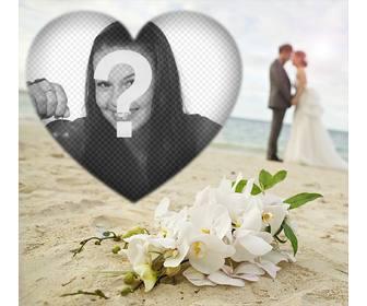 love frame editable avec un couple sur plage pour votre photo