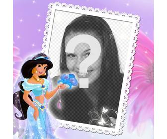 cadre pour modifier avec votre photo et detre avec princesse jasmine aladin modifier cet effet photo ligne dun cadre avec votre photo preferee avec disney princesse jasmine et decorer vos images avec ce cadre violet vous pouvez faire sans cout et tres facile