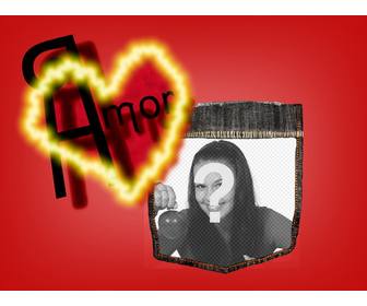message saint-valentin fond avec un coeur rouge personnalisez-le avec votre photo