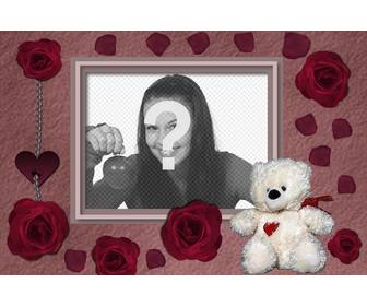 carte postale dquotun ours et des roses rouges voir avec votre photo