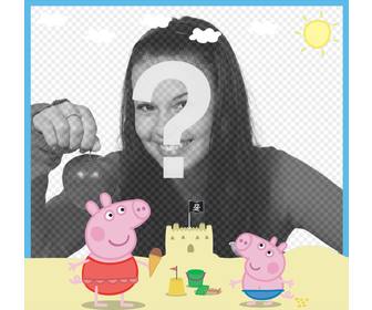 modifier ce cadre photo avec peppa pig et george sur leffet photo plage