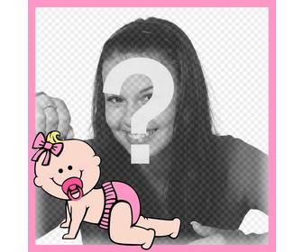 cadre rose decoratif avec un bebe ou vous pouvez ajouter votre photo