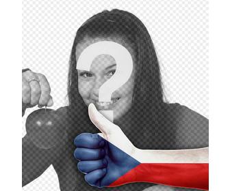 main avec le pouce et le drapeau republique tcheque pour ajouter votre photo photomontages ligne pour decorer vos photos avec une main et le pouce place avec le drapeau republique tcheque parfait pour votre photo profil et partager avec vos amis pour montrer votre soutien ce pays avec cet effet libre