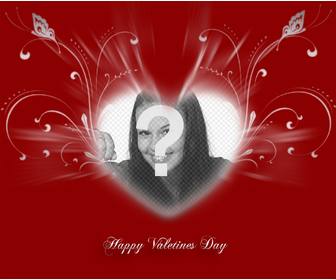 celebrez un jour valentines heureux avec cette toile fond pour modifier avec votre photo photomontages ligne avec un coeur et des ornements lumiere et les mots happy valentines day sur un fond rouge vous pouvez modifier avec votre photo gratuitement et consacrer celui vous aimez ou lutilisation comme fond decran