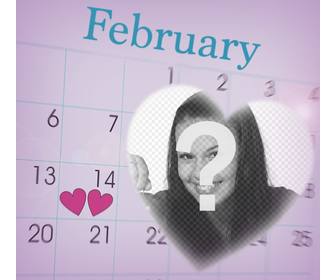 celebrez saint valentin avec ce photomontage dun calendrier fevrier