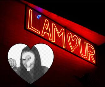 effet photo avec le mot quotlamourquot neon et dajouter votre photo linterieur dun coeur