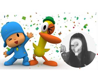 pocoyo et canard dans un parti amusant ou vous pouvez mettre votre effet photo photo