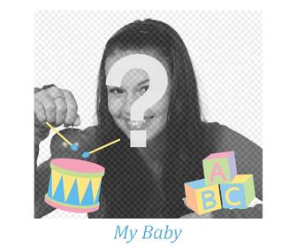 cadre pour photo votre bebe avec des jouets decoratifs