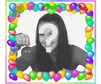 cadre photo avec des ballons colores pour voeux dquotanniversaire