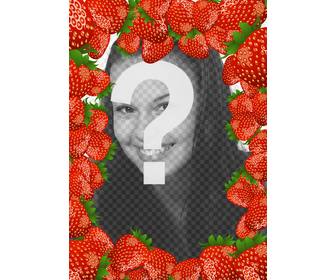 Cadre photo entouré de fraises rouges