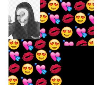cadre avec love emojis collage pour deux photos