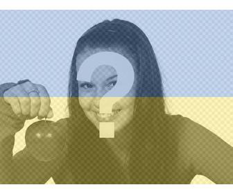 collage du drapeau ukrainien avec votre photo faire ligne parfait pour votre avatar