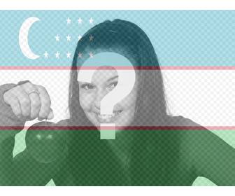 collage ligne avec le drapeau lquotouzbekistan avec votre photo