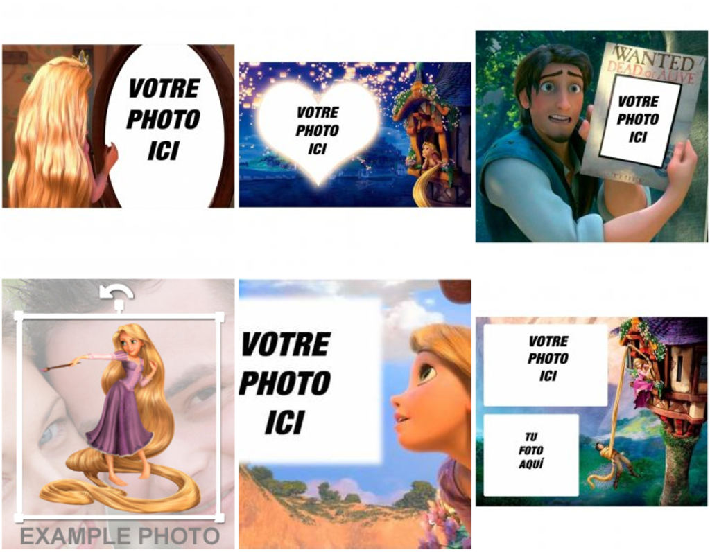 Cadres, des collages de photos et autres effets amusants de film de Disney  Tangled