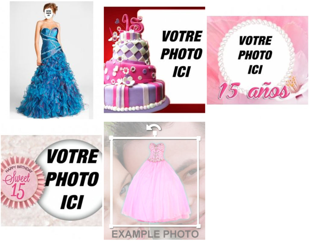 Cadres photos, cartes postales et autres effets pour les filles qui sont de 15 ans