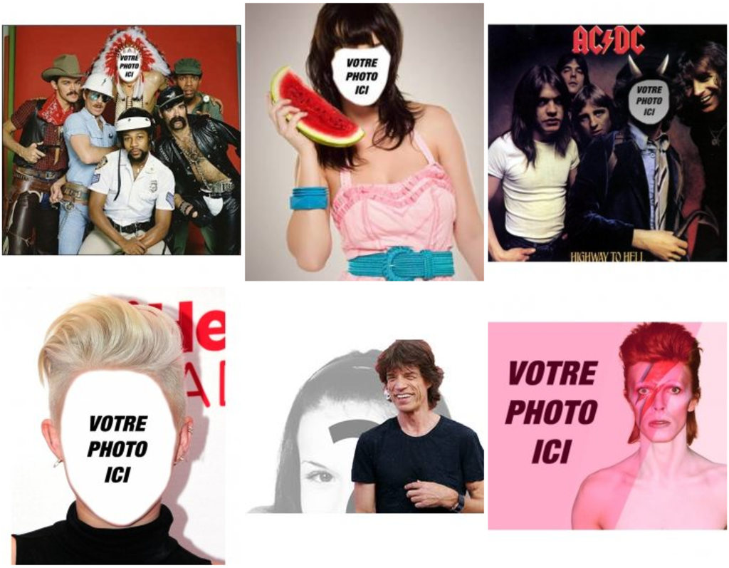 Montages photo avec des musiciens et des chanteurs.