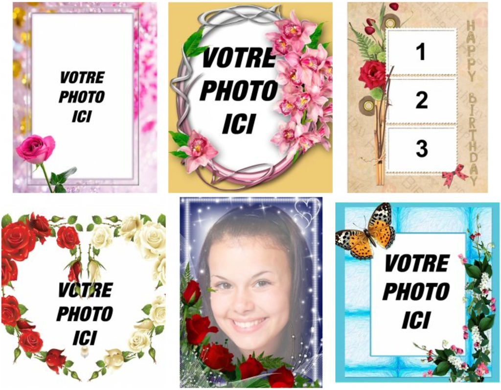 Cadres photo avec des fleurs et des roses en ligne