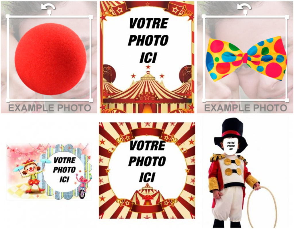 Différents effets pour vos photos avec des images de cirque.