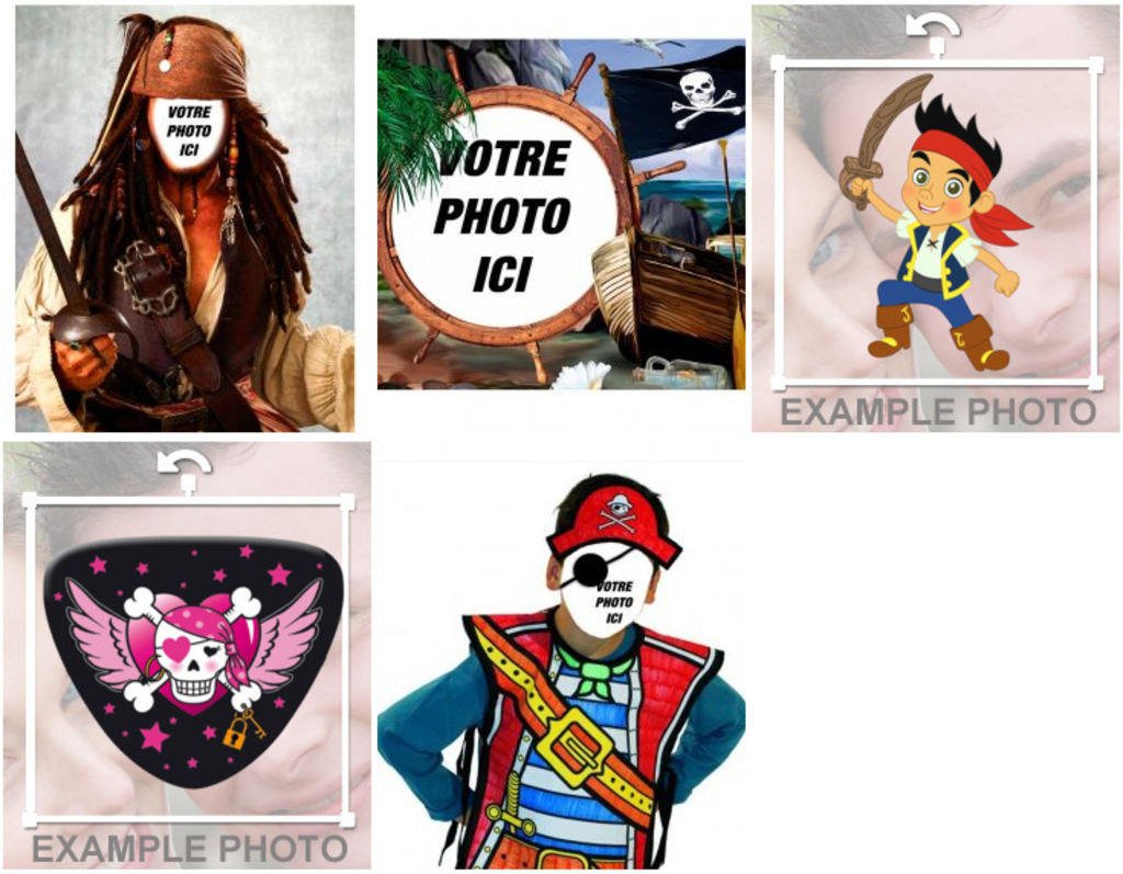 Différents types de photomontages sur le thème des pirates.