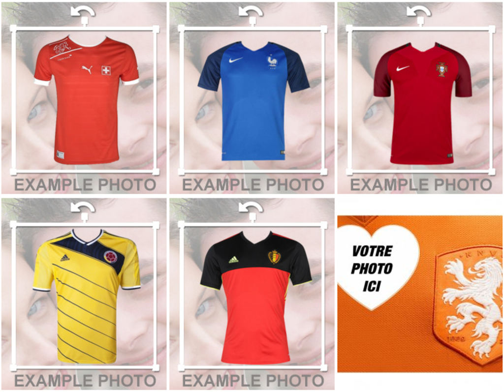 effets et autocollants photo de football des équipes shirts pour vos photos