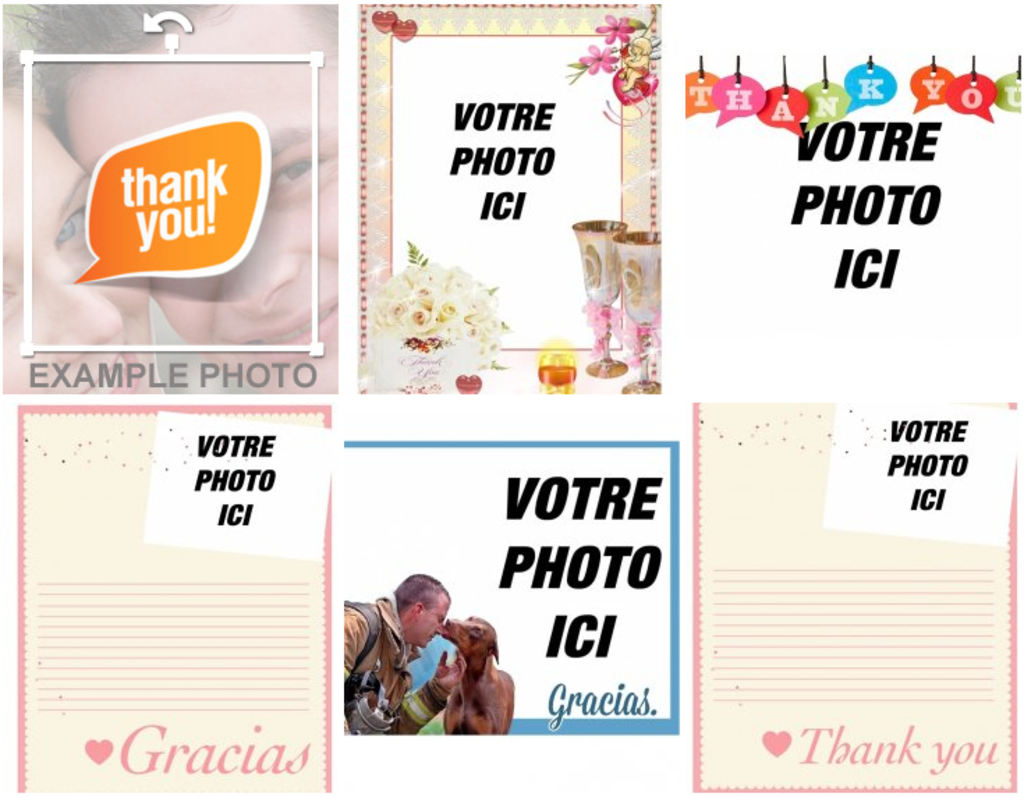 Merci des cartes que vous pouvez personnaliser avec votre photo