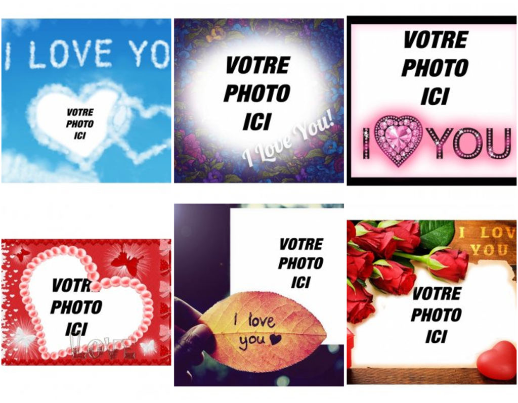 Montage photo d'amour avec l'expression JE T'AIME