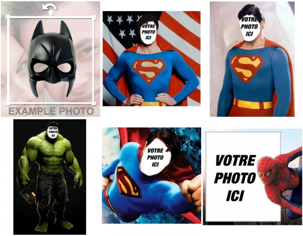 Photomontages avec des bandes dessinées et des films Marvel