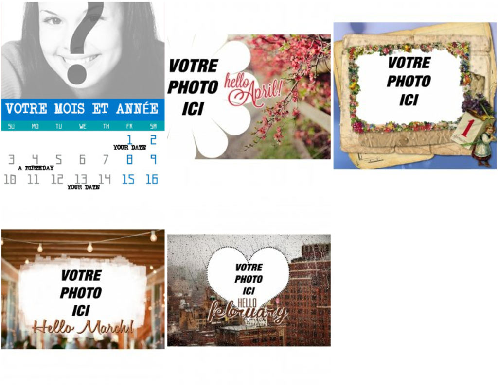 Photomontages avec effets des mois de l'année