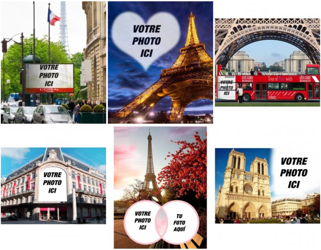 photomontages avec photos Tour Eiffel et Paris pour mettre votre photo