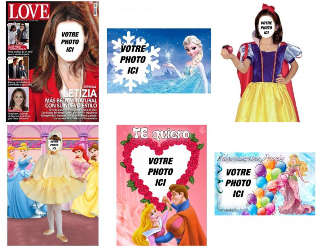 Photomontages et cadres de princesses