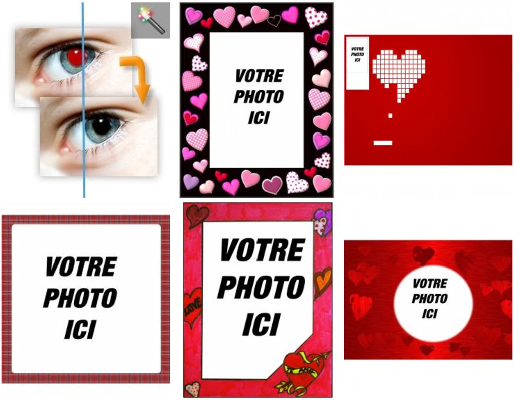 photomontages et des cadres de photo en rouge